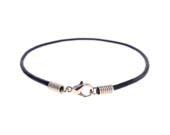 Black Leather Rope Bracelet. Wrap Around Cord Bracelet. Men's or Women's String Bracelet with Closure. Leather Wrap Friendship Bracelet