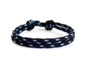 Rope Bracelet, Rope Bracelet Mens, Rope Bracelet With Knots That Slides. Nautical Braid Jewelry For Guys. Black. 3 mm