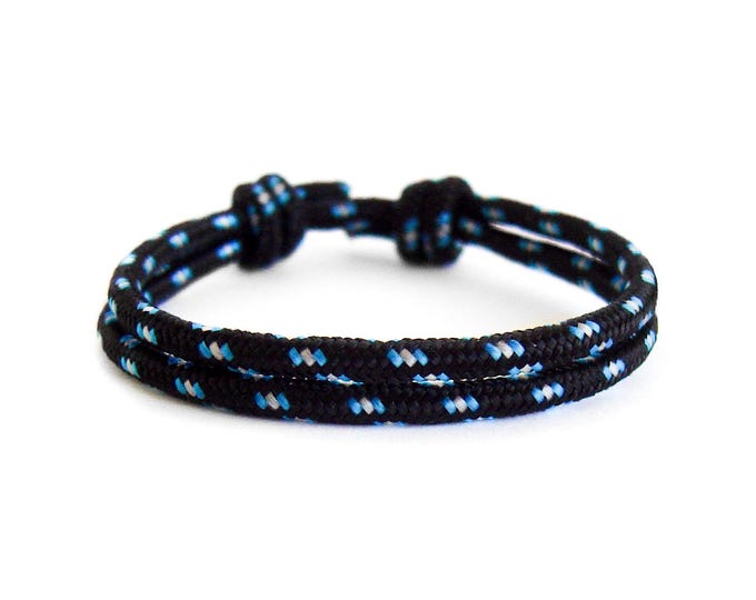 Rope Bracelet, Rope Bracelet Mens, Rope Bracelet With Knots That Slides. Nautical Braid Jewelry For Guys. Black. 3 mm