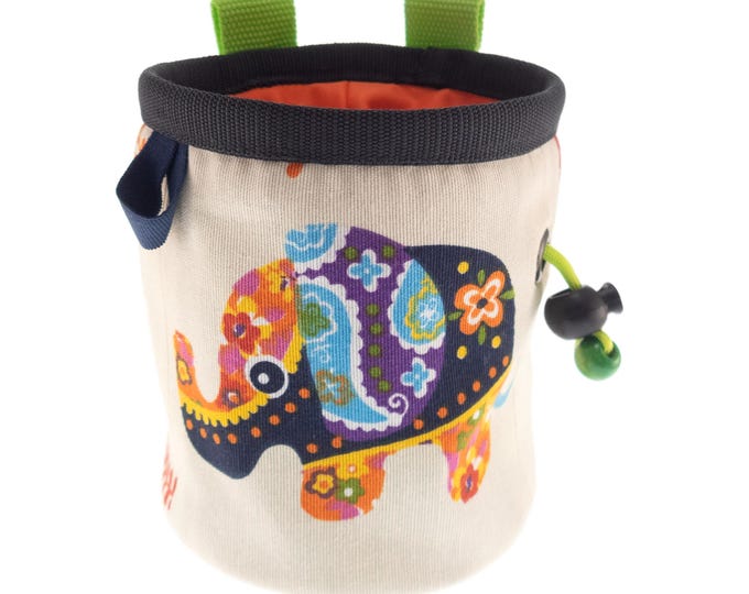 Climbing Gear Chalk Bag for Kids,  Coolest Children's Rock Climb and Bouldering Equipment, Small Chalk Bag to Harness with Elephant. S Size