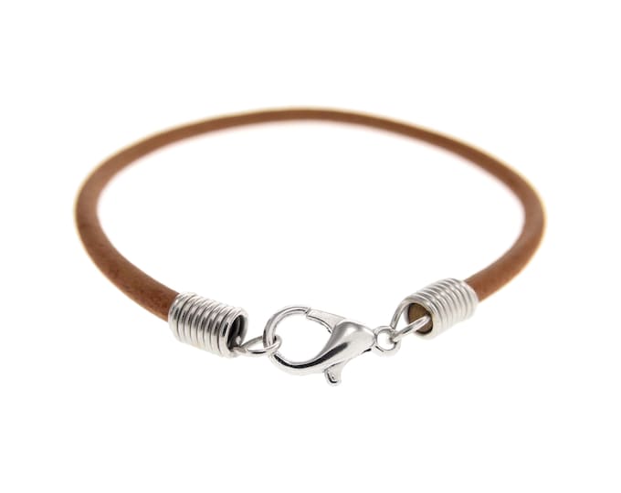 Genuine Leather Cuff Natural Round Cord Bracelet for Men Women. Real Leather Cuffs for Women Ladies Guys. Original Leather Wristband