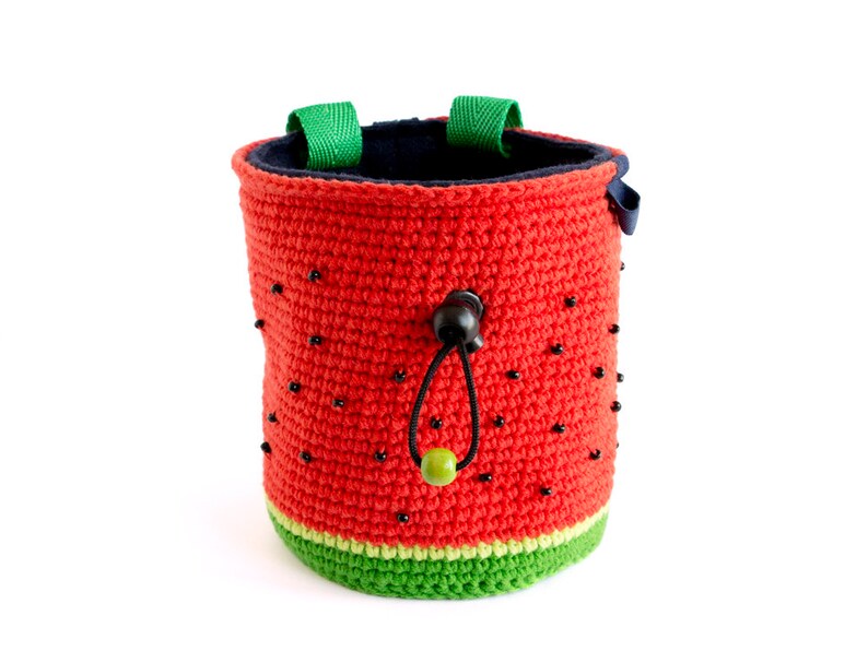 Chalk Bag Watermelon. Fruit Chalkbag Handmade. Crochet Rock Climbing