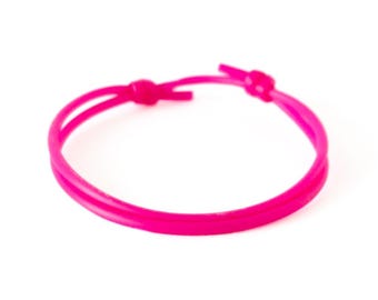 Cuff Bracelet Men, Cuff Bangle, Cuff Bracelet for Women Pink Adjustable Silicone Rope. 2 mm