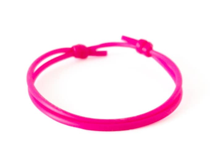 Cuff Bracelet Men, Cuff Bangle, Cuff Bracelet for Women Pink Adjustable Silicone Rope. 2 mm
