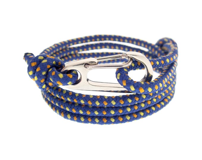 Rope Bracelet with Clasp Men's, Women's, Blue Nautical Cord with Clip Buckle Closure. Bracelet with Mini Quick Draw Charm Lobster Clasp
