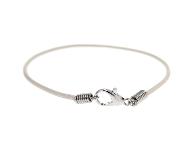 Thin Leather Wristbands Minimalist Cord Bracelet White. Wristband for Men. Womens Wrist Band Golf Jewelry. Cuff Rope Strap with Clasp