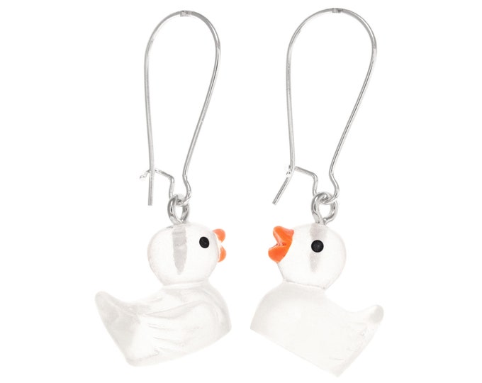 Transparent Rubber Duck Earrings Dangle. Programming & Debugging Gift. Cute Mini Rubber Duckies Earrings Jewelry for Adults, Long Nice Small