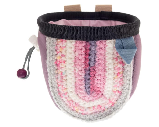 Chalk Bucket Climbing for Kids. Children's Chalk Bag Rock Climbing Gear. Handmade Pink Boulder Chalk Pouch for Gym. S Size