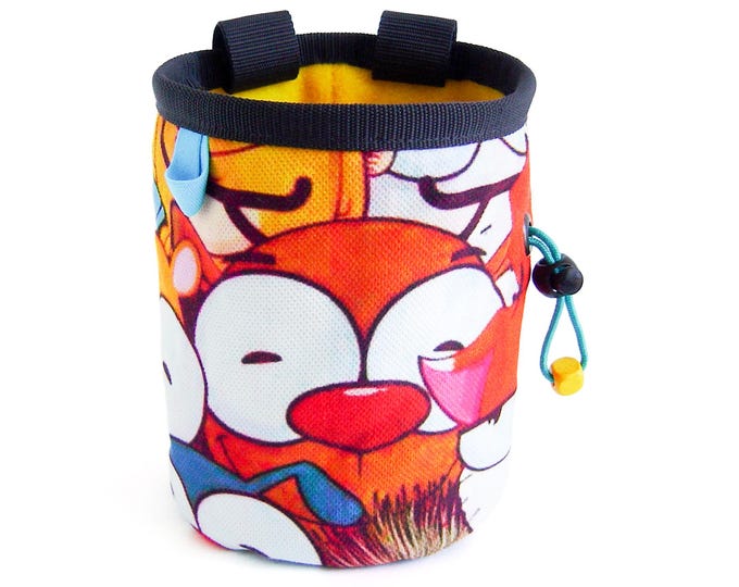 Big Chalk Bag Climbing. Big Wall Chalk Bag. Chalk Bag Big Hands. Rock Climbing and Gym Gift Designs in Yellow and Orange Animal. L Size