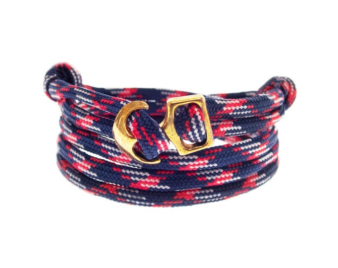 Anchor String Bracelet Adjustable Knot. Friendship Rope Bracelet. Mens or Womens Blue Thread Anklet with Anchor Clasp for Luck. Unisex. 4 mm