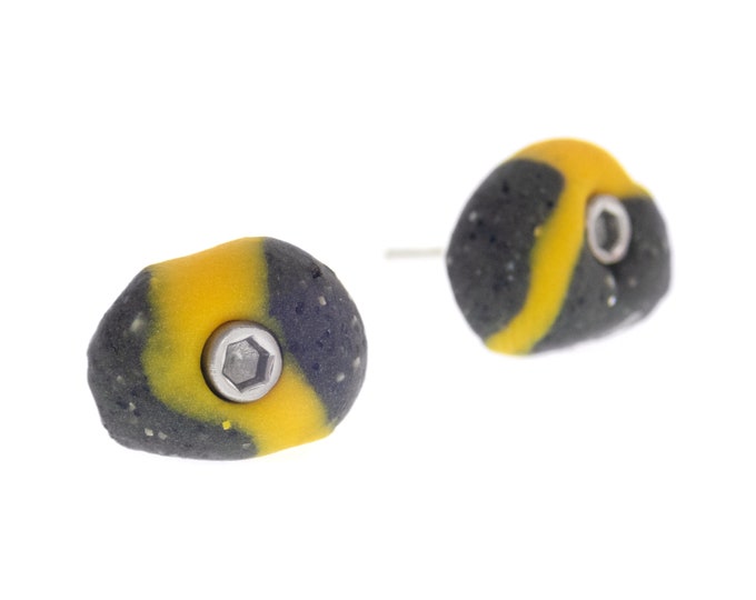 Rock Climbing Earrings Mens or Womens. Rock Climbing and Bouldering Gift for Big Wall Climber. Yellow Jewelry Earrings for Trad Climb People