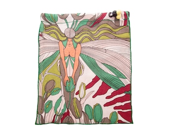Drawstring Bag Medium Girl, Drawstring Bag Cotton Natural Linen, Drawstring Bag Adult for Underwear Gymnastics Green Tote for Shoes H31/W28