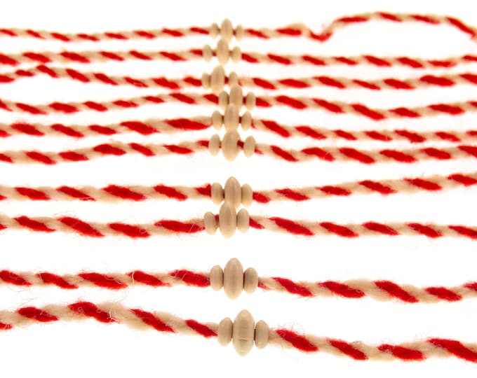 10 Martenitsa Bracelet. Bulgarian Red and White Bracelets. Set of 10 Natural Wool, Baba Marta Hand Armband from Bulgaria. Greek Tradition