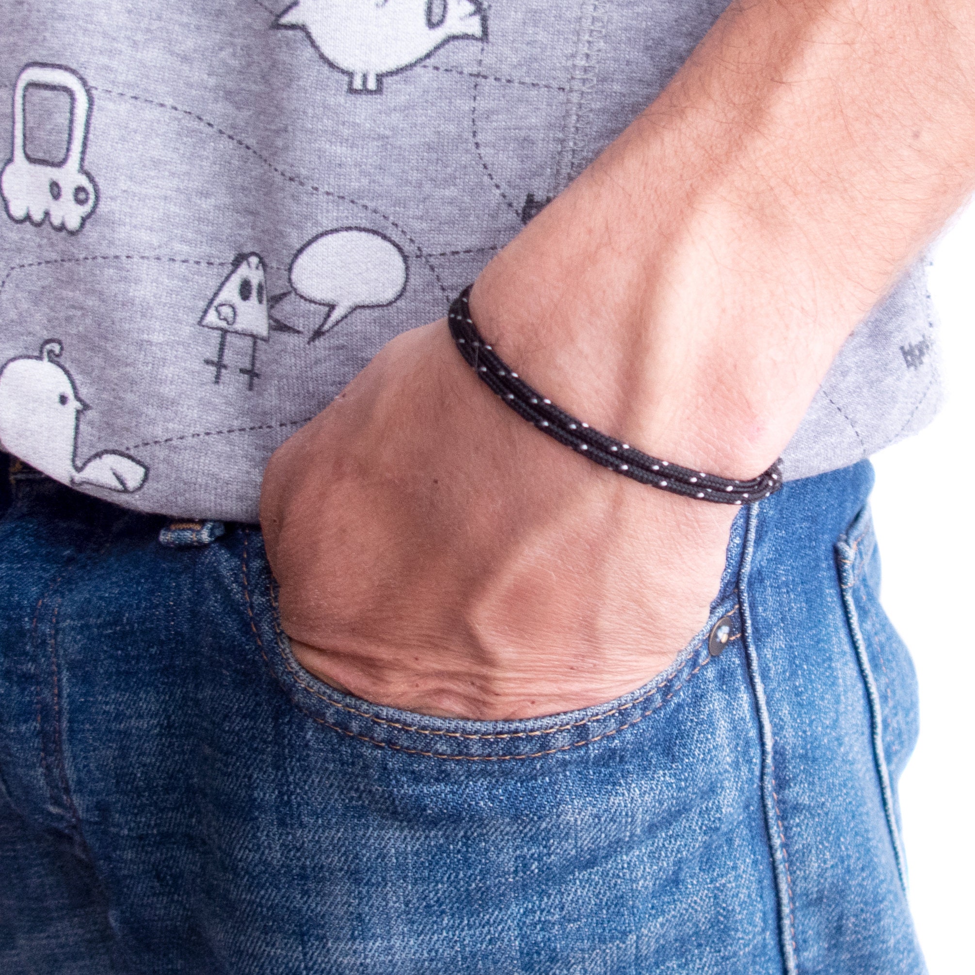 Adjustable Bracelet Men Women, Sliding Knot Friendship String Wristband