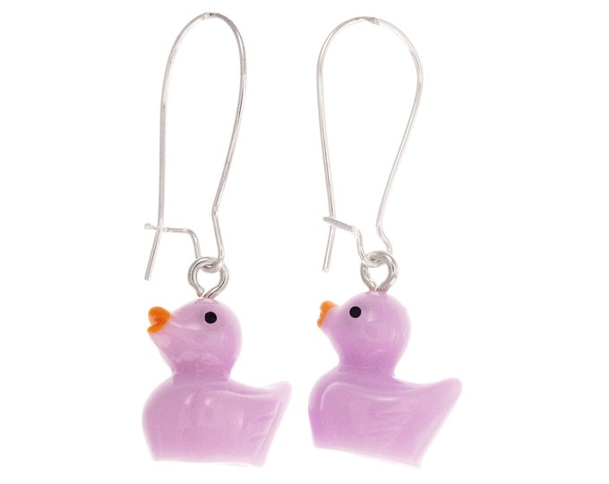 Programming Rubber Duck Earrings Dangle. Debugging Ducks for Computer Science. Purple or Yellow Duckies for Coding. Cute Mini Duck Earrings