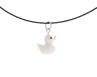 Beach Surf Necklace for Ladies with Rubber Duck Pendant. Women's Hawaii Choker Jewelry for Adults, Mom, Teen Girls. Yacht Mini Ducky Gift