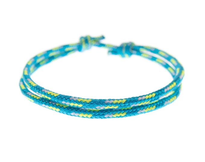 Parachute Cord Bracelet. Survival String Friendship Paracord Jewelry, Thin Cord Adjustable Knot No Buckle Wristband. Unisex. 2 mm