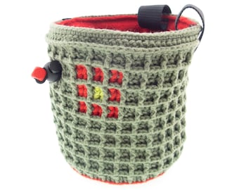 Zylinder Chalk Bag für Kletterer. Einzigartige handgemachte Chalk Taschen. Chalkbag. Handgemachte Chalkbag der Größe M