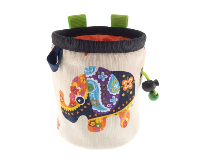 Climbing Gear Chalk Bag for Kids,  Coolest Children's Rock Climb and Bouldering Equipment, Small Chalk Bag to Harness with Elephant. S Size