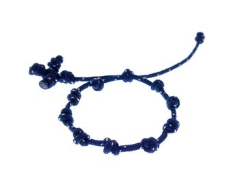 Cord Rosary Bracelet, Handmade Knotted Cross Jewelry, Decade First Communion Baptism Bridal, Religious Prayer. 2 mm