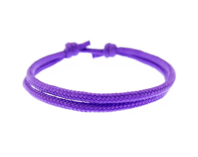 Pretty Thin Bracelet String. Friendship Slip Knot Bracelet Adjustable Cuff for Women, Mens Rope Thread Cute Jewelry. Stretchy, Purple. 2mm