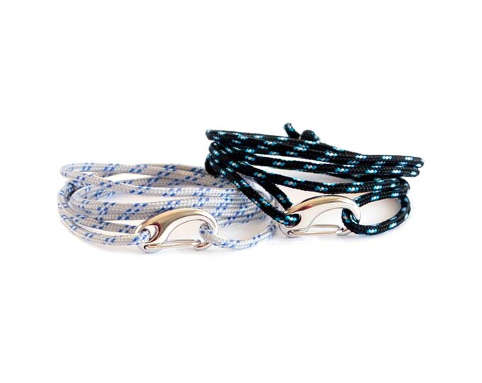 Mens Climbing Rope Bracelet, Wrap Around Gift For Boyfriend, Rock Climbing Carabiner Jewelry For Men. 2 mm