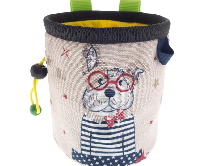 Chalk Bucket Climbing Bouldering, Best Deluxe Chalk Bag with Rabbit, Chalk Pot Rock Climbing Gear Equipment. Size M
