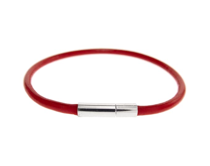 Leather Cord Wrap Bracelet. Red Protection Bracelet for Men Women. Friendship Jewelry Mens. Genuine Leather Rope Cuff. Thin String Wristband