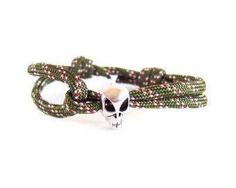 Nautical Rope Bracelet, Mens Sailing Paracord Braided Bracelet, Marine Cord Skull Survival Gift. 4 mm