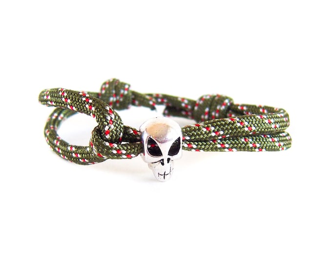 Nautical Rope Bracelet, Mens Sailing Paracord Braided Bracelet, Marine Cord Skull Survival Gift. 4 mm