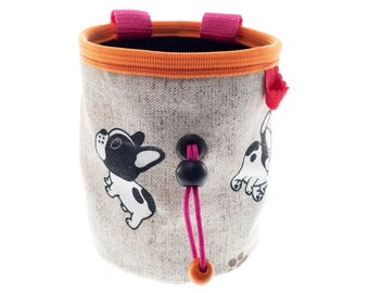 Rock Climbing Gear Chalk Bag, Cute Funny Bouldering Canvas Chalk Pot, Handmade Coolest Funky Climber Gift Idea. M Size