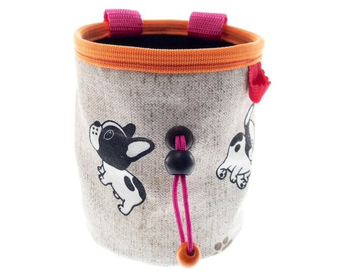 Rock Climbing Gear Chalk Bag, Cute Funny Bouldering Canvas Chalk Pot, Handmade Coolest Funky Climber Gift Idea. M Size