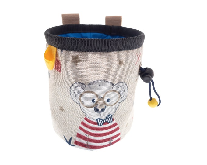 Chalk Pot Climbing Kids, Bouldering Gym Chalk Bag, Animal Cute Bear Deluxe Cool Chalk Bucket. Size S