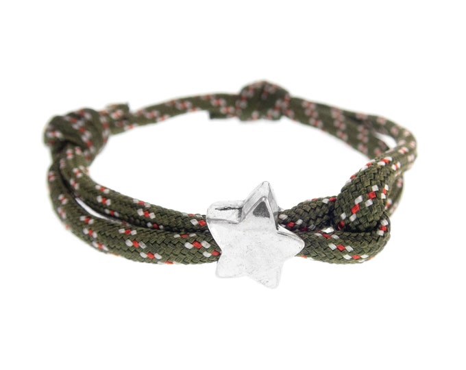 Yoga Bracelet Wrap Around. Friendship Cord Jewelry with Star Symbol. Designer Yoga Charm Wrist Bracelet for Men, Girl. Adjustable Rope. 4mm