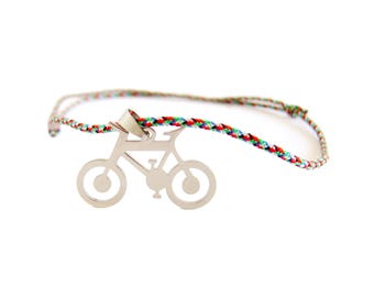 Necklace with Bicycle. Accessories for Men. Necklace for Women Adjustable Rope Downhill Bike Charm Pendant. Unisex Handmade MTB Gift