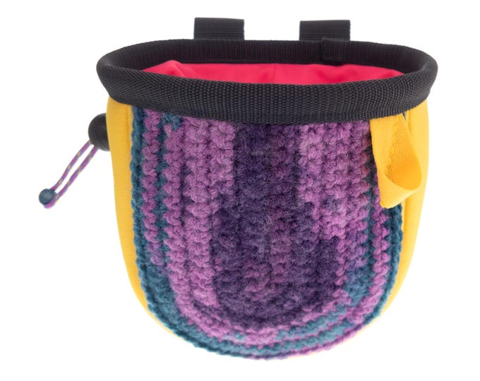 Chalk Pouch Rock Climbing. Chalk Holder for Wall Climbing and Bouldering. Cute Crochet Design Chalk Bag, Funny. Belt Available. M Size