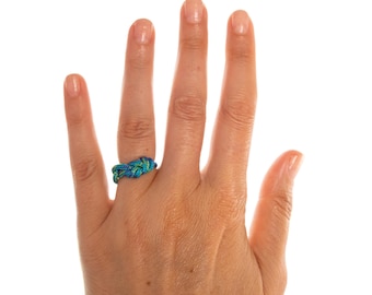 Rock Climbing Jewelry Adjustable Rope Ring. Nautical Rope Wedding Bands. Ring Knot Rope. Ring Made of Rope Figure Eight 8 Slip Knot Ropering