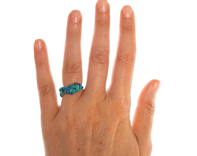 Rock Climbing Jewelry Adjustable Rope Ring. Nautical Rope Wedding Bands. Ring Knot Rope. Ring Made of Rope Figure Eight 8 Slip Knot Ropering