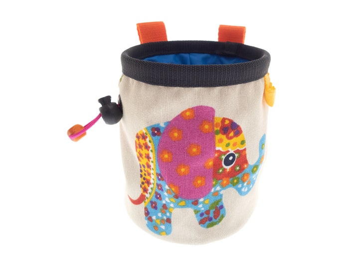 Animal Chalk Bag, Rock Climbing Chalk Pouch with Elephant, Cute Awesome White Powder Bag for Kids. S Size