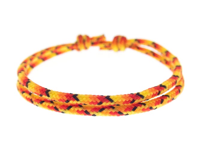 Unisex Rope Bracelet for Ladies, Guys. Hiking Slip Knots Bracelet. Mens Womens No Clasp Jewelry. The Lucky Red String Bracelet Yellow. 2 mm