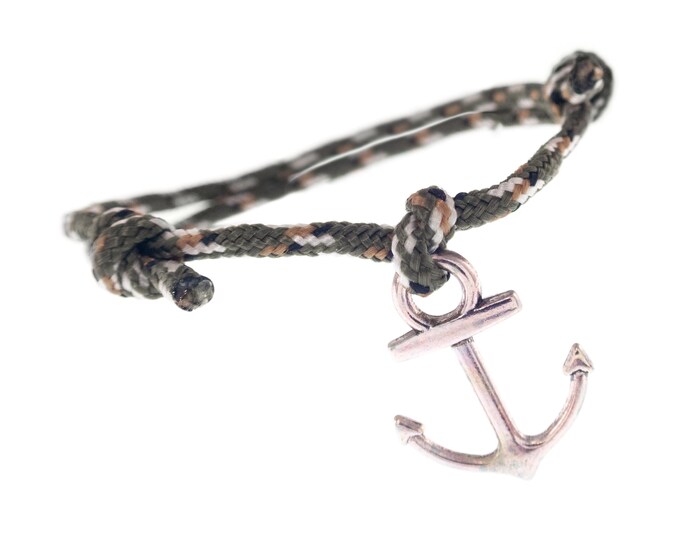 Surfer Bracelet Men Women, Surf Gift for Guys, Braided Cord Anchor Jewellery, Men's Boho Cord Bracelet. 2 mm