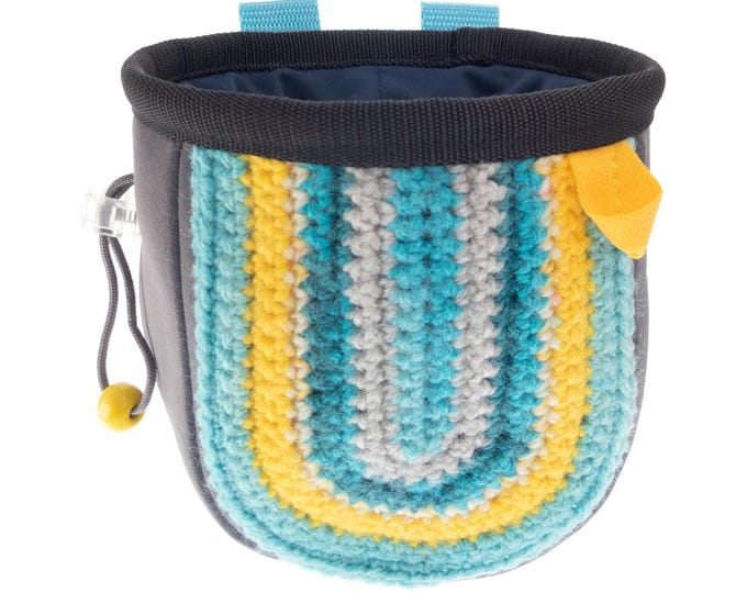 Knit Chalk Bag Attach Harness, Bouldering and Rock Climbing Gift Designs for Women or Men, M Size