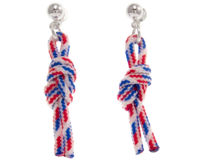 Sailboat Earrings Nautical Jewelry. Dangle Rope Knot Studs for Ladies. Long Wedding Boat Style Earrings. Yacht Sailing Rope Gift for Sailors