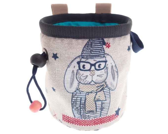 Kids Chalk Bag, Rock Climbing Children Chalk Bucket, Youth Pot Pouch Powder Bag with Bunny. S Size