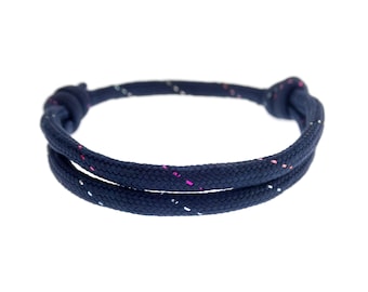 Paracord Slip Knot Bracelet Gift. Adjustable Blue String with Knots. Survival Rope No Buckle Bracelet. One Color Paracord Men's Wrap. 4 mm