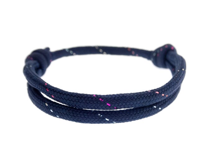 Paracord Slip Knot Bracelet Gift. Adjustable Blue String with Knots. Survival Rope No Buckle Bracelet. One Color Paracord Men's Wrap. 4 mm