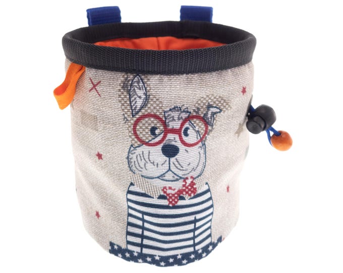 Climb Chalk Bag for Kids, Nerdy Cartoon Rock Climbing Child Powder Bag, Funny Boulder Bag for Children. S Size