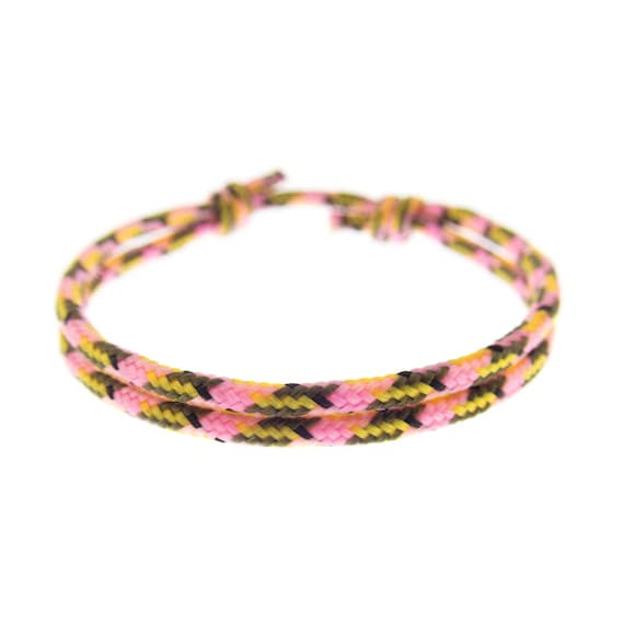 One Strand Paracord Bracelet, Simple Thin Rainbow Rope Jewelry