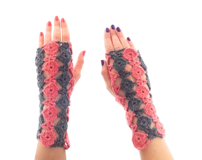 Best Wrist Warmers Fingerless Gloves, Ladies Knit Arm Warmers, Wool Crochet Hand Cuff Mittens