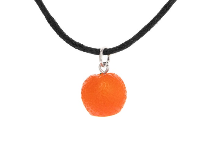 Orange Fruit Necklace. Charm Jewelry for Girl, Mom, Ladies. Women's Pendant. Top Gifts for Vegetarian. Presents for Vegan Friends. Tropical